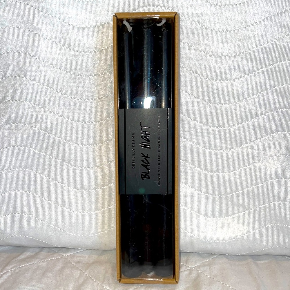 Debi Lilly Design Black Night Unscented Taper Candles 🕯 Set Of 6 New In Box